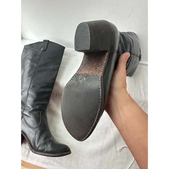 FRYE Jackie 76575 Women's 6.5B Black Leather Western Riding Boots MEXICO - Picture 9 of 14